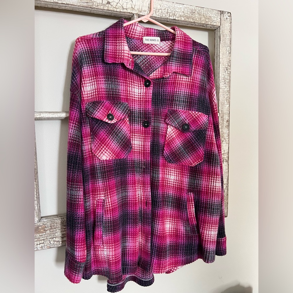 Pink Plaid Button-Up Shacket